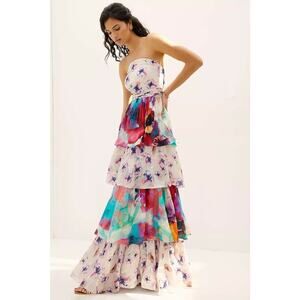 Anthropologie Nidhi Yasha Guinevere Boho Designer Maxi Dress Strapless 6 RARE